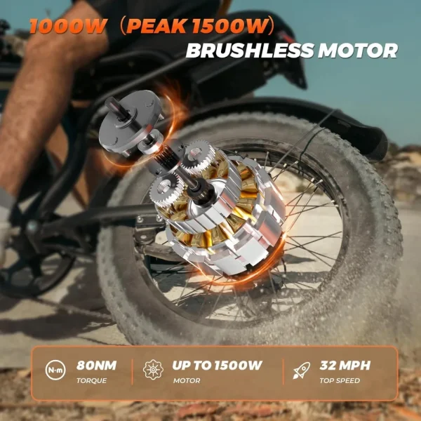 Electric Bike for Adults,20”x 4”Fat Tire Peak1500W Motor,7 Speed Electric Motorcycle Bicycle,48V15AH/13AH Battery 3 Riding Modes - Image 2