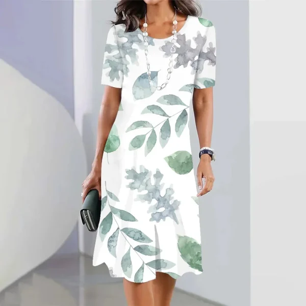 2024 New Botanical & Flower Print Women's Dresses Plus Size Elegant Long Dresses Female Women Clothing One-piece Dress - Image 14