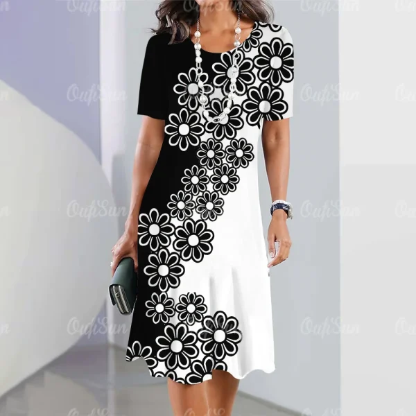 New Women's Vintage Dress Lace Printed Elegant Casual Short Sleeve Dress Y2k Fashion Plus Size Women's 2023 Women's Dresses - Image 16