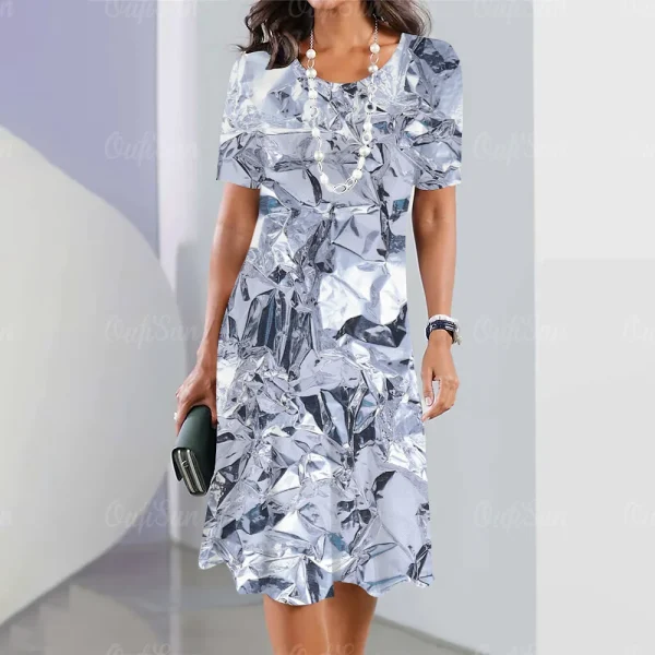 2024 New Women's Dresses Sequin Print Elegant & Beautiful Midi Dresses Plus Size Female Summer One-piece Dress Free Shipping - Image 23