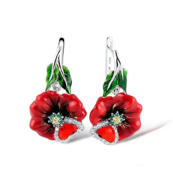 BAOSHINA Red Flower Jewelry Set Series !  Trendy Rose Flower Zircon Earrings Necklace Ring Jewelry Set For Women Wedding Jewelry - Image 4