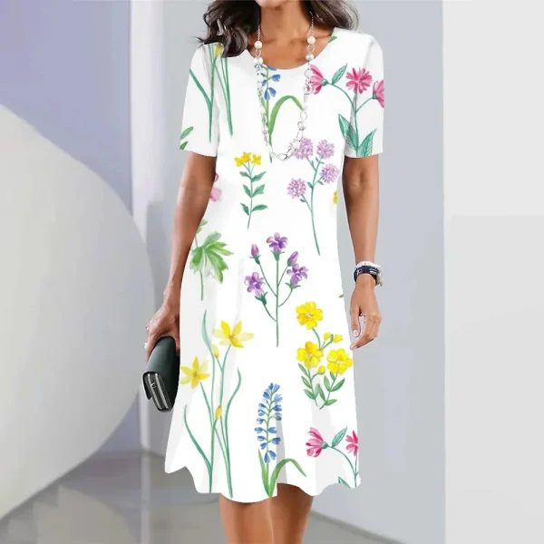 2024 New Botanical & Flower Print Women's Dresses Plus Size Elegant Long Dresses Female Women Clothing One-piece Dress - Image 2