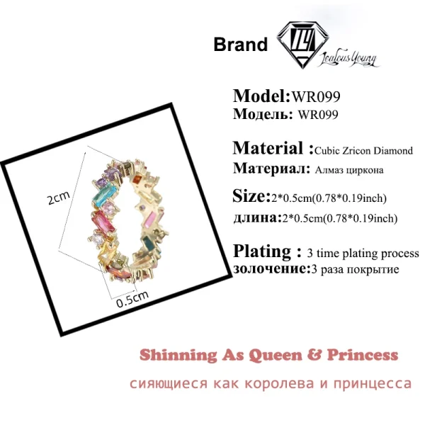 Fashion Luxury Charm CZ Zirconia Eternity Wedding Engagement Finger Rings for Women Green Multicolor Crystal Jewelry - Image 29