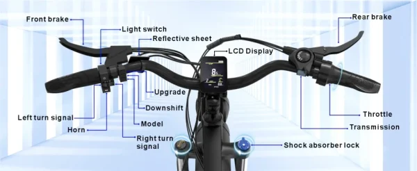 F26 off-road electric Bike hybrid 48V 1000W motor peak 1500W electric bicycle 18Ah large battery 26 inch Fat tires city E-Bike - Image 10