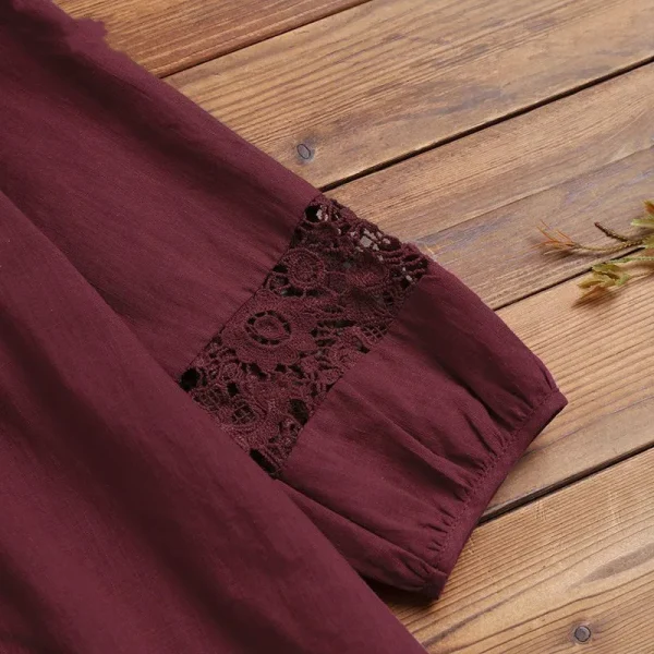 T Shirt Women Spring Autumn Cotton Linen Splicing Lace Temperament 3/4 Sleeve Loose Top T-shirt Tshirt women's Clothing YLY016 - Image 19