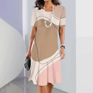 New Geometric Curve Graphic Print Women's Dresses Elegant Dresses Summer Dresses Plus Size Female Fashion Free Shipping