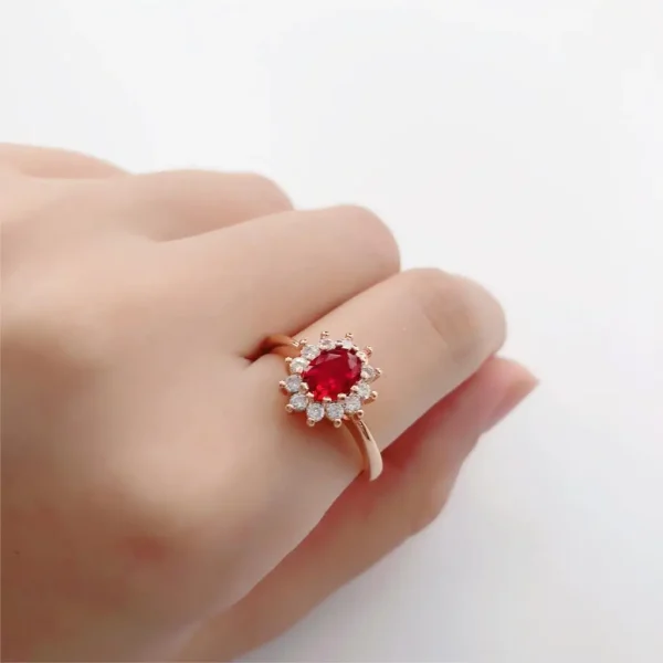 Classic Red Crystal Wedding Rings for Women Bridal Beautiful Rose Gold Color Zirconia Engagement Ring Fashion Jewelry R187 - Image 2