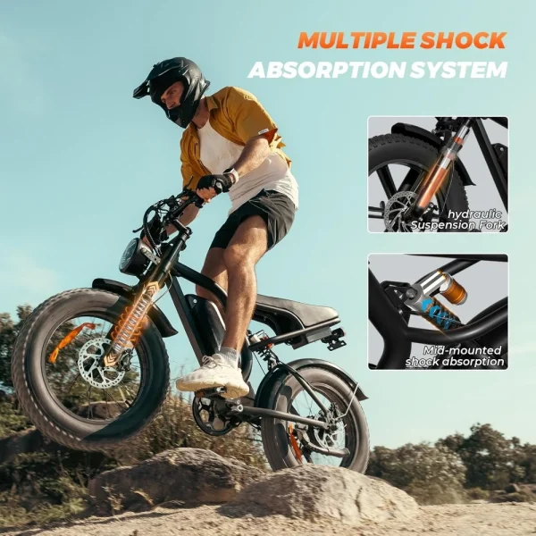 Electric Bike for Adults,20”x 4”Fat Tire Peak1500W Motor,7 Speed Electric Motorcycle Bicycle,48V15AH/13AH Battery 3 Riding Modes - Image 3