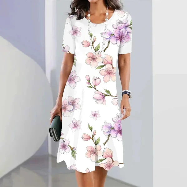 2024 New Botanical & Flower Print Women's Dresses Plus Size Elegant Long Dresses Female Women Clothing One-piece Dress - Image 3