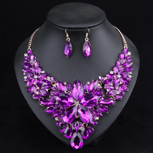 Fashion Crystal Jewelry Sets Bridal Necklace Earrings Sets Wedding Party Jewelery Dress Jewellery Decoration Accessories - Image 4