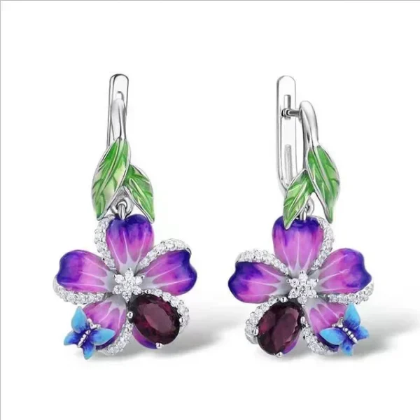 BAOSHINA Red Flower Jewelry Set Series !  Trendy Rose Flower Zircon Earrings Necklace Ring Jewelry Set For Women Wedding Jewelry - Image 9