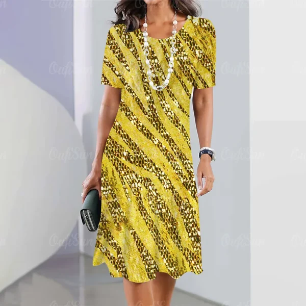 2024 New Women's Dresses Sequin Print Elegant & Beautiful Midi Dresses Plus Size Female Summer One-piece Dress Free Shipping - Image 26