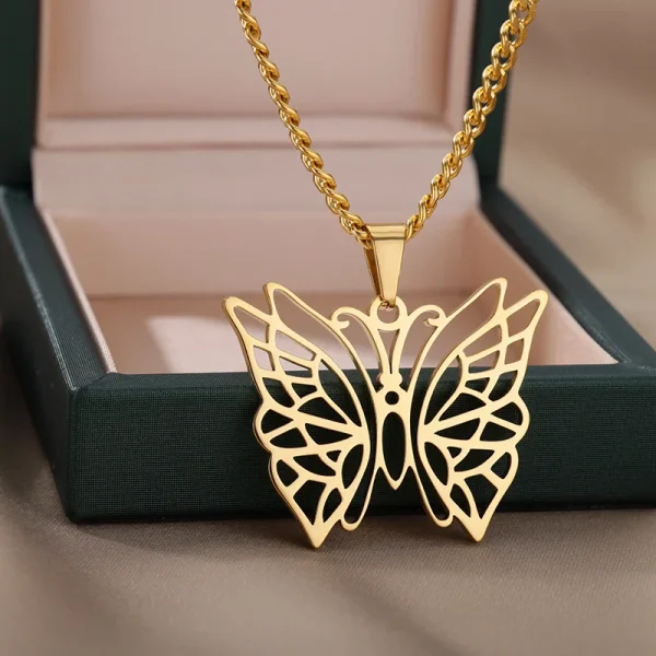 Stainless Steel Butterfly Pendants Necklaces for Women Goth Fashion Gold Color Choker Necklace Aesthetic Wedding Jewelry Gift - Image 5