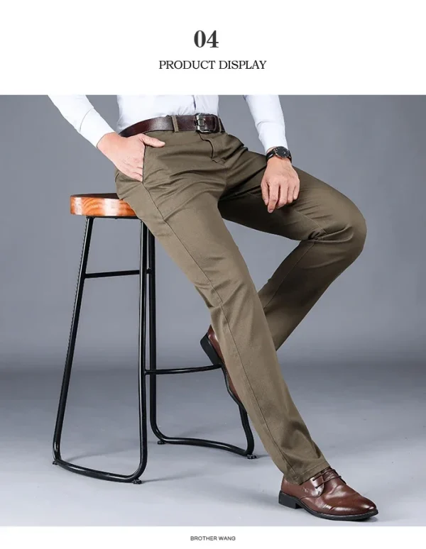 2024 New 98% Cotton Casual Pants Men's Clothing Classic Straight Loose High Waist Elastic Trousers Male Brand Clothes - Image 13