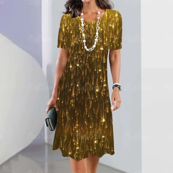 2024 New Women's Dresses Sequin Print Elegant & Beautiful Midi Dresses Plus Size Female Summer One-piece Dress Free Shipping - Image 14
