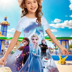 Popular Miniso Summer Children's New Fashion Girl Dress Comfortable Home Outdoor Cartoon Cute Dress 3D Print