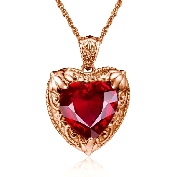 Szjinao Gold Red Ruby Heart Necklace For Women With Stone 15*15mm Victorian Pendant Royal Luxury Jewelry Valentine Day Gift Sale - Image 48