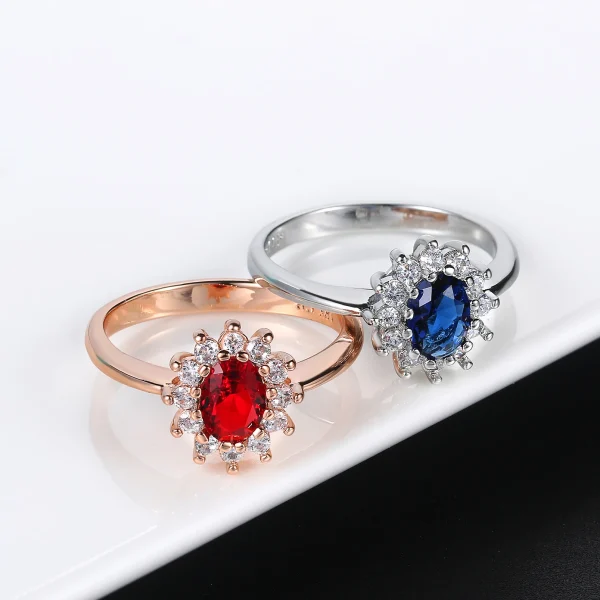 Classic Red Crystal Wedding Rings for Women Bridal Beautiful Rose Gold Color Zirconia Engagement Ring Fashion Jewelry R187 - Image 4