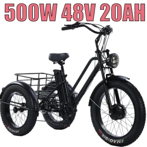 New Electric Tricycle 500W48V20AH Lithium battery Ebike Large Storage Basket Leisure Elderly Cargo Electric Bicycle Mileage 50KM