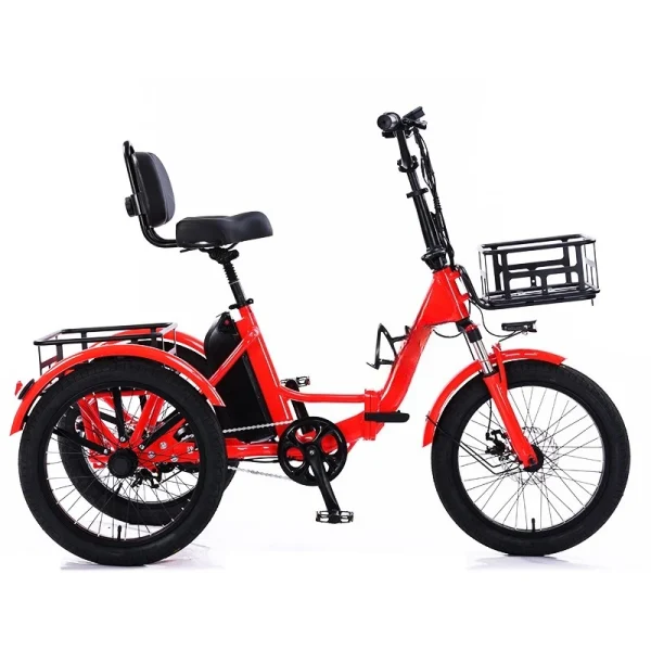 Russian folding tricycle 20-inch fat tire pedal power electric tricycle thick tire snow lithium battery - Image 2