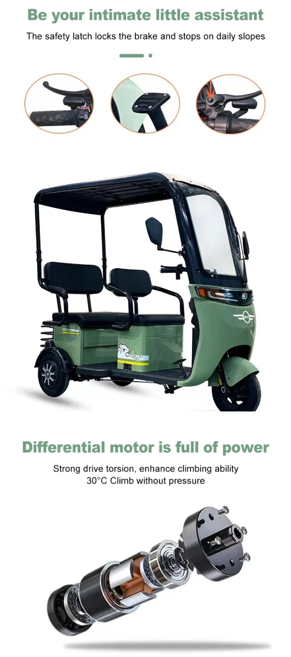Factory Supply Leisure Moped Electric Scooter With 3 Wheels 800w 1000w 48v 60v Three-wheeled Electric Tricycle With Shed Battery - Image 12