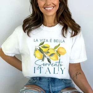 Cute Short Sleeved T-Shirt Casual Clothes Printed Women's Fashionable O-Neck Summer Top T-Shirt Lemon Pattern Beach Travel T-Shi