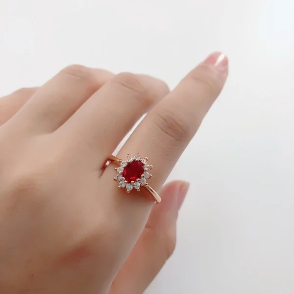 Classic Red Crystal Wedding Rings for Women Bridal Beautiful Rose Gold Color Zirconia Engagement Ring Fashion Jewelry R187 - Image 16
