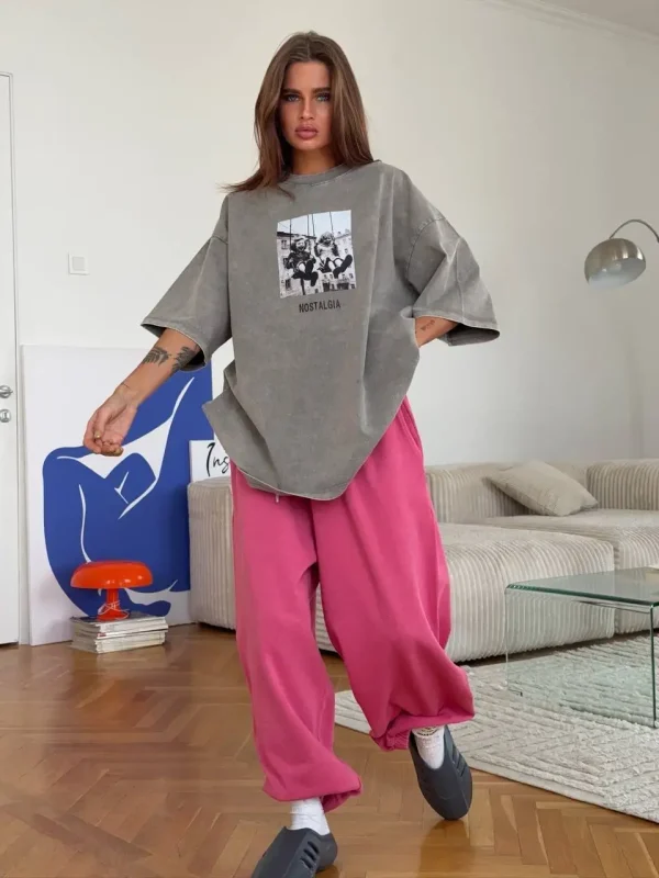 Sumuyoo 100% Cotton Women's Retro Printed T-shirt Men Vintage Short-sleeve Wax printing T Shirts Fashion Hip Hop Loose Tees - Image 34