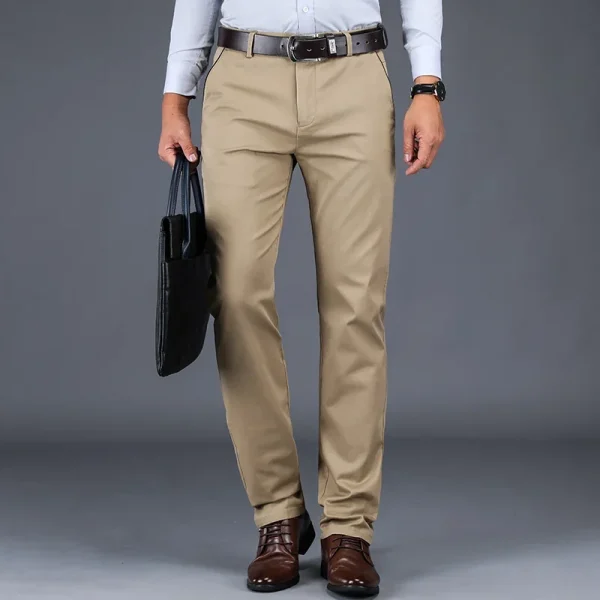 2024 New 98% Cotton Casual Pants Men's Clothing Classic Straight Loose High Waist Elastic Trousers Male Brand Clothes - Image 3