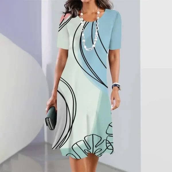 New Geometric Curve Graphic Print Women's Dresses Elegant Dresses Summer Dresses Plus Size Female Fashion Free Shipping - Image 5