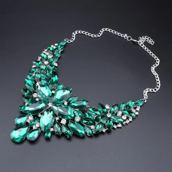 New Arrival Indian Bridal Jewelry Sets Wedding Party Costume Jewellery Womens Fashion Gifts Green Crystal Necklace Earrings Sets - Image 3