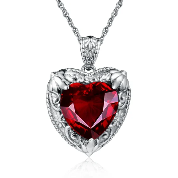 Szjinao Gold Red Ruby Heart Necklace For Women With Stone 15*15mm Victorian Pendant Royal Luxury Jewelry Valentine Day Gift Sale - Image 21