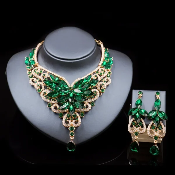 Fashion crystal-jewelry kolye vintage crystal jewelry Flower Statement Necklace earings For Women nigerian wedding african - Image 6