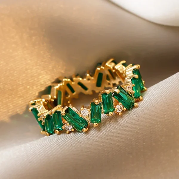 Fashion Luxury Charm CZ Zirconia Eternity Wedding Engagement Finger Rings for Women Green Multicolor Crystal Jewelry - Image 34