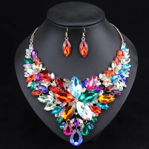 Fashion Crystal Jewelry Sets Bridal Necklace Earrings Sets Wedding Party Jewelery Dress Jewellery Decoration Accessories - Image 3