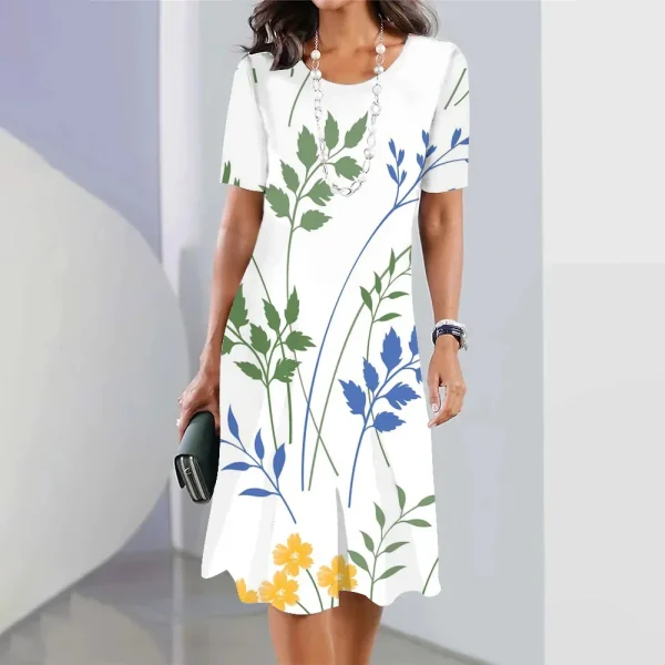 2024 New Botanical & Flower Print Women's Dresses Plus Size Elegant Long Dresses Female Women Clothing One-piece Dress - Image 11