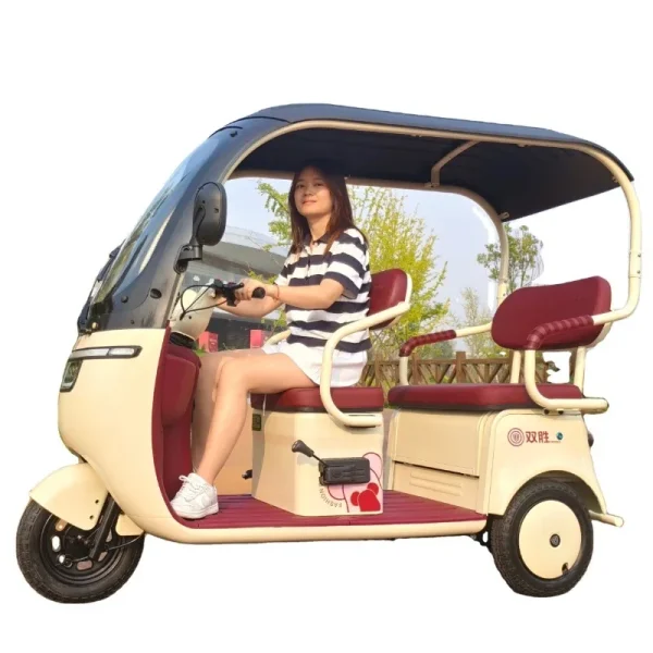 2025 Hot Selling Electric Tricycle for Family Use Open Body Rickshaw with Roof for Passenger and Cargo for Adults