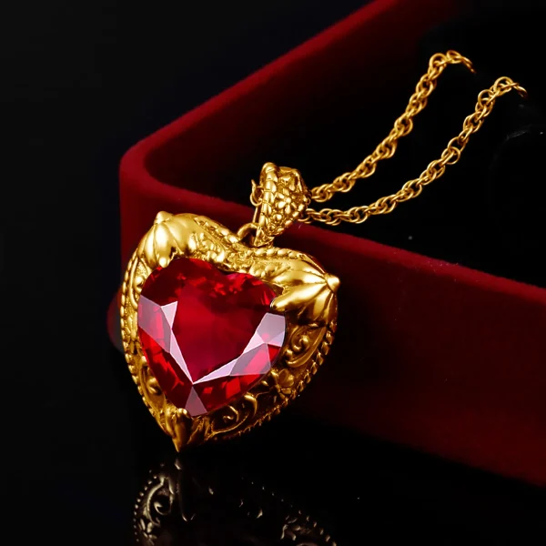 Szjinao Gold Red Ruby Heart Necklace For Women With Stone 15*15mm Victorian Pendant Royal Luxury Jewelry Valentine Day Gift Sale - Image 46