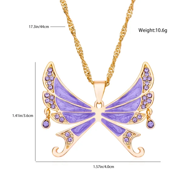 Zircon Butterfly Necklace Big Size Light Luxury Pandant Colorful Insect Dating Wedding Party Jewelry For Women Girls Gift - Image 6