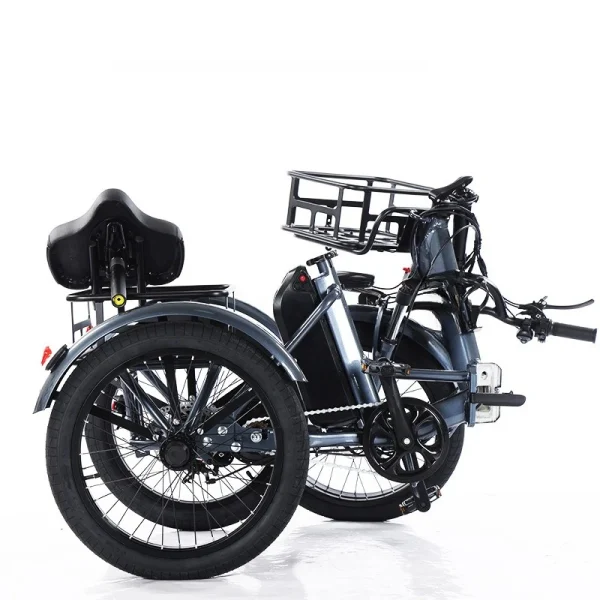 Russian folding tricycle 20-inch fat tire pedal power electric tricycle thick tire snow lithium battery - Image 6