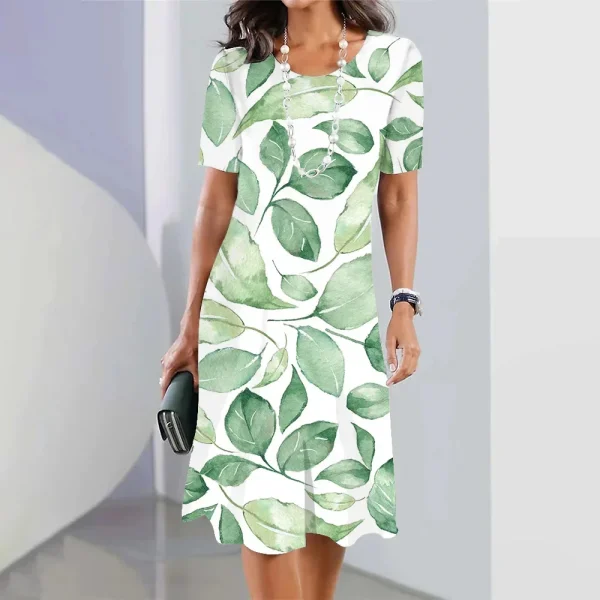 2024 New Botanical & Flower Print Women's Dresses Plus Size Elegant Long Dresses Female Women Clothing One-piece Dress - Image 9