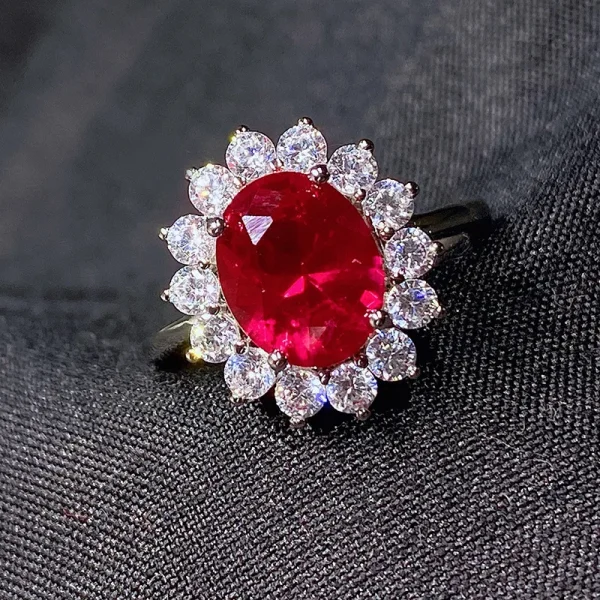 Wholesale Jewelry Artificial Retro Color Treasure Princess S925 Silver Ring Main Stone 8*10 Ring - Image 9