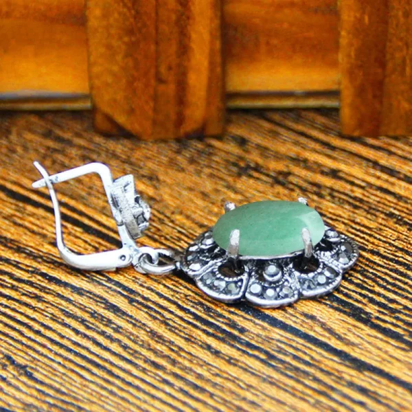Natural Jades Necklace Earrings Jewelry Set Rhinestone Vintage Look Fashion Jewelry For Women TS404 - Image 13