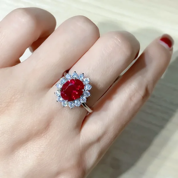 Wholesale Jewelry Artificial Retro Color Treasure Princess S925 Silver Ring Main Stone 8*10 Ring - Image 6