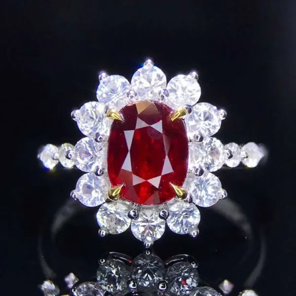 SGARIT Custom Jewellery 18K Gold Engagement Wedding 1.52ct Pigeon Blood Red Unheated Natural Ruby Gem Stone Jewelry Ring - Image 3