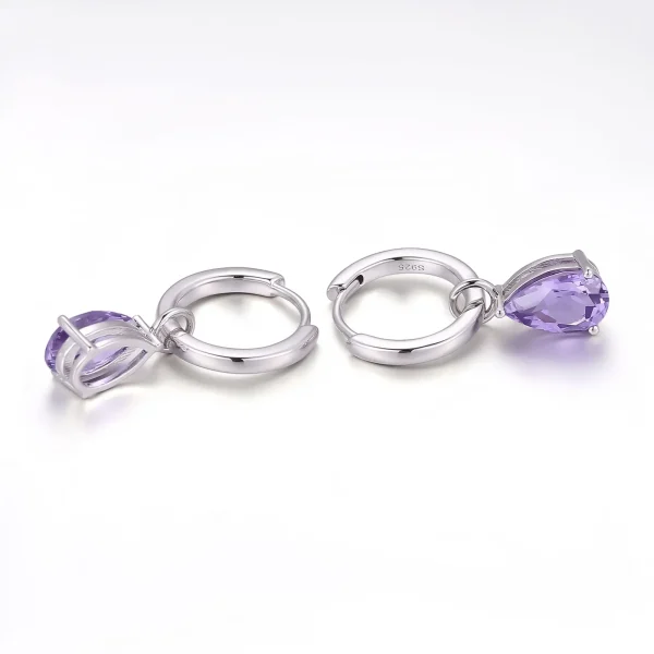 Classic 925 Sterling Silver Purple Color Lab Grown Gemstone Fine Jewelry Earrings Other Fashion Earrings European and American - Image 3
