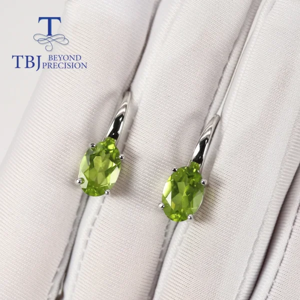 TBJ,Natural peridot oval 7*10mm gemstone earrings 925 sterling silver simple design for everyday wear fine jewelry - Image 13