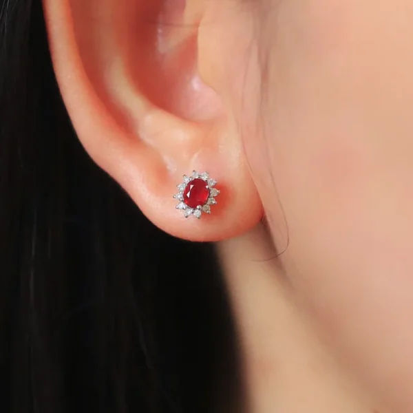 Aimgal Fine Jewelry AU750 18K Gold 1ct Natural Vivid Red Ruby Stud Earrings Trendy Pendant for Wedding Party or Gift - Image 4