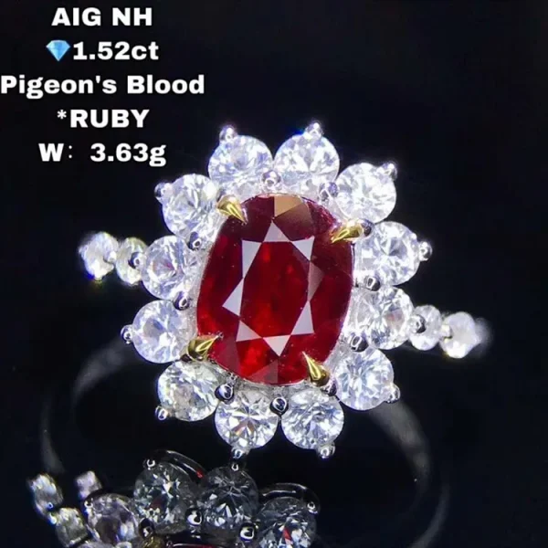 SGARIT Custom Jewellery 18K Gold Engagement Wedding 1.52ct Pigeon Blood Red Unheated Natural Ruby Gem Stone Jewelry Ring - Image 2