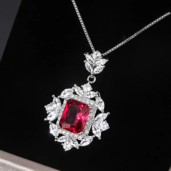 Vintage Ruby Gemstone Drop Earrings/Rings/Necklace High Carbon Diamond Wedding Engagement Fine Jewelry Set Charms Gift for Women - Image 11